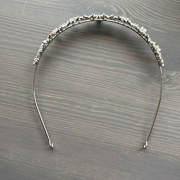 Silver Crystal Tiara with Floral Design - Picture 10 of 12